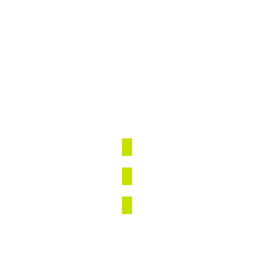 Icono de carretera con carril central marcado por guiones verdes, perspectiva tipo túnel o paso inferior.